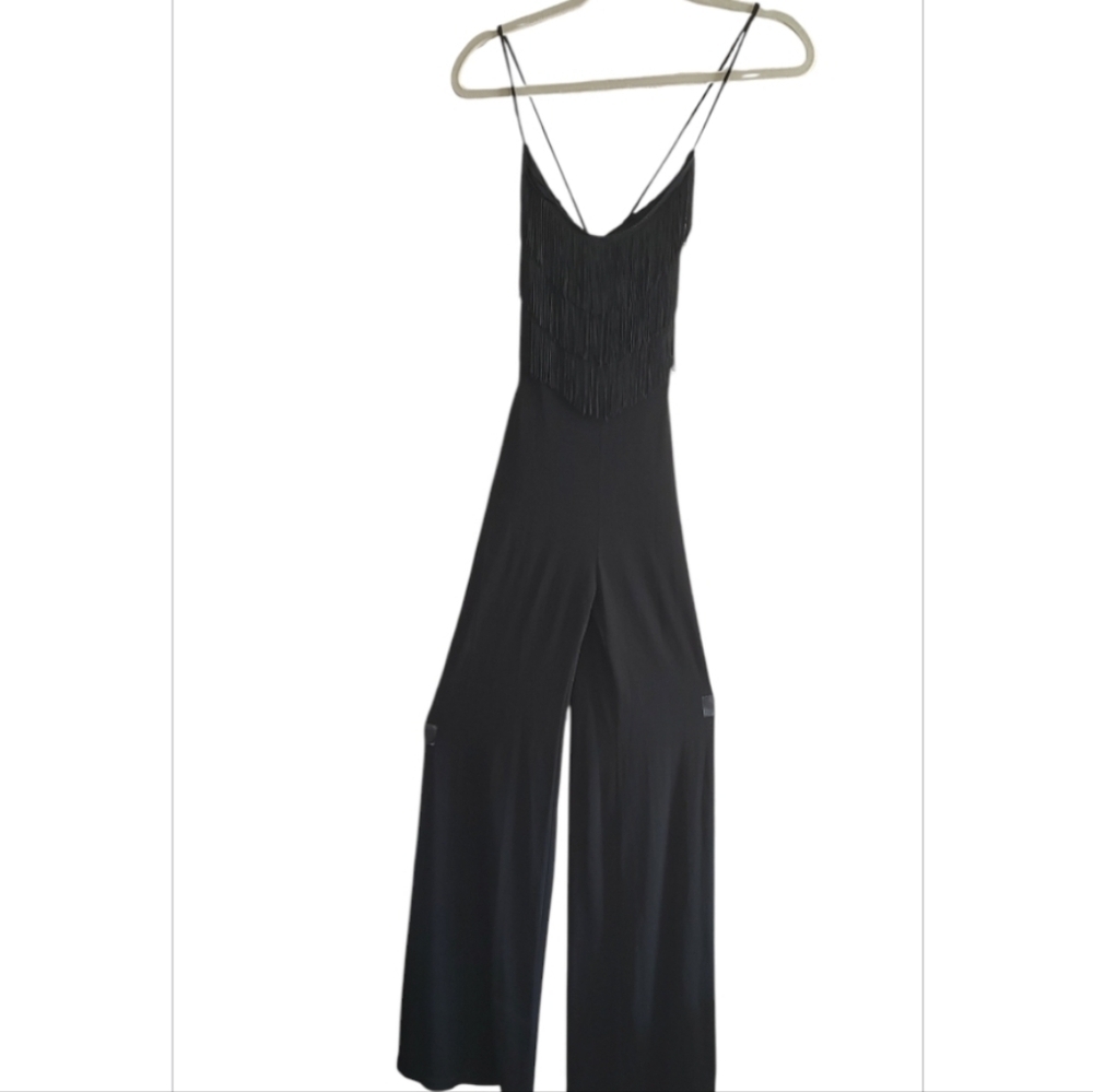 Elegant Fringe Black Jumpsuit